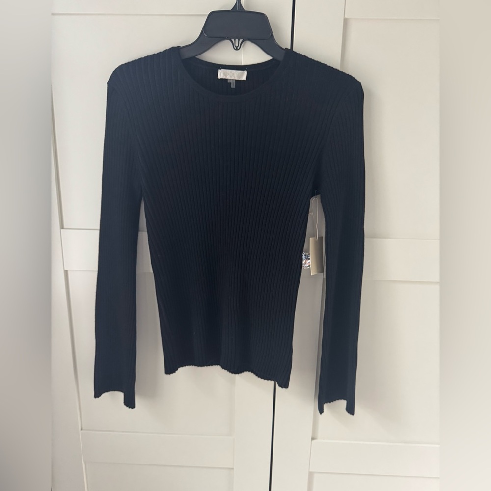 NEW ECRU Black Ribbed Long Sleeve Top – Size S